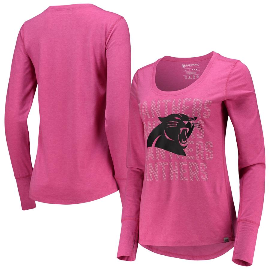 Carolina Panthers '47 Women's Forward Rush Long Sleeve Tri-Blend T-Shirt - Pink