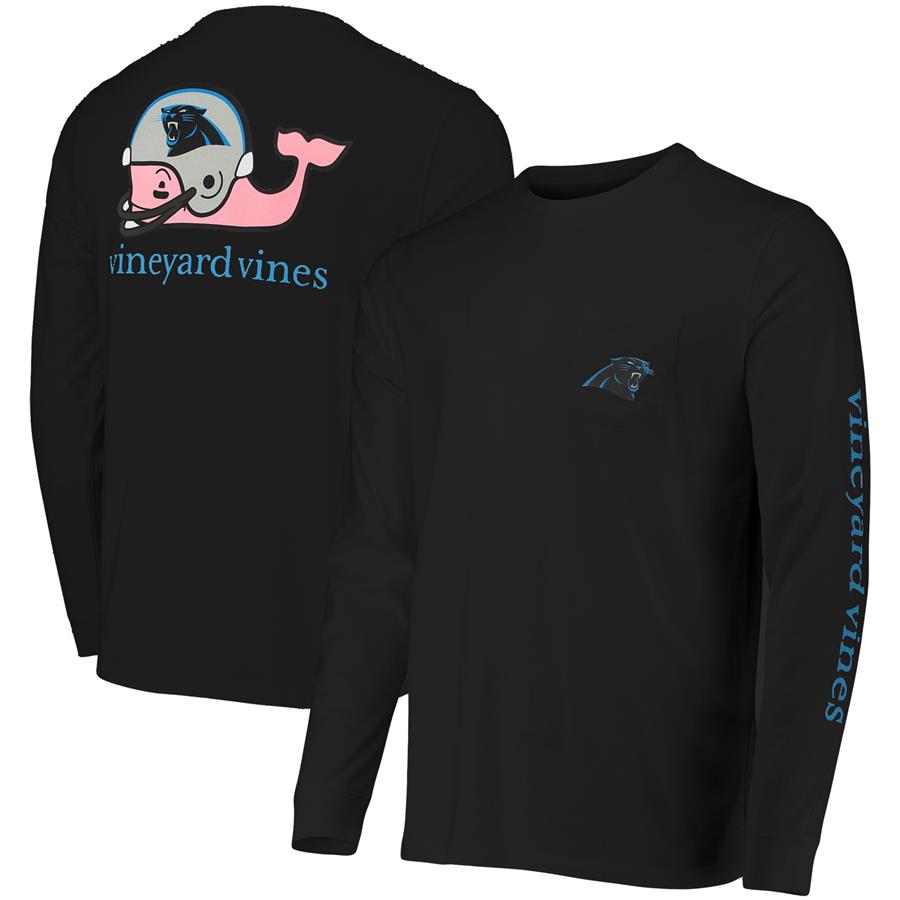 Carolina Panthers Vineyard Vines Whale Helmet Long Sleeve T-Shirt - Black