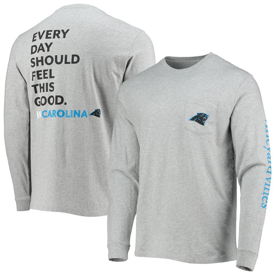 Carolina Panthers Vineyard Vines Everyday Should Feel This Good Long Sleeve T-Shirt - Heathered Gray