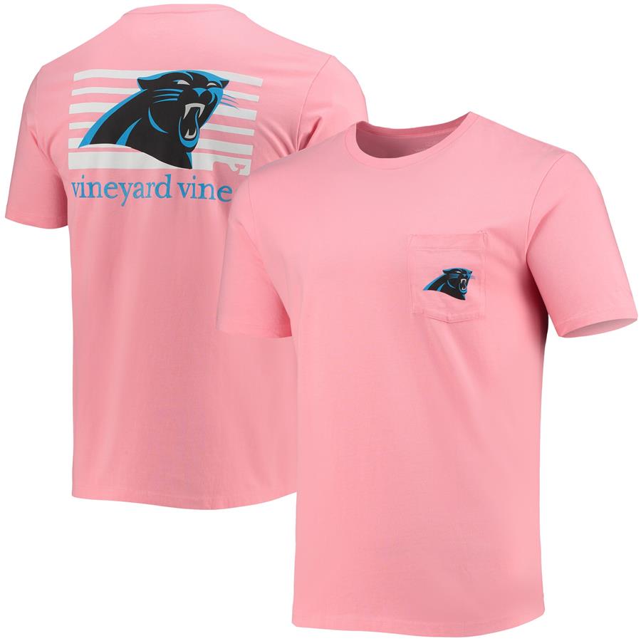 Carolina Panthers Vineyard Vines Block Pocket T-Shirt - Pink