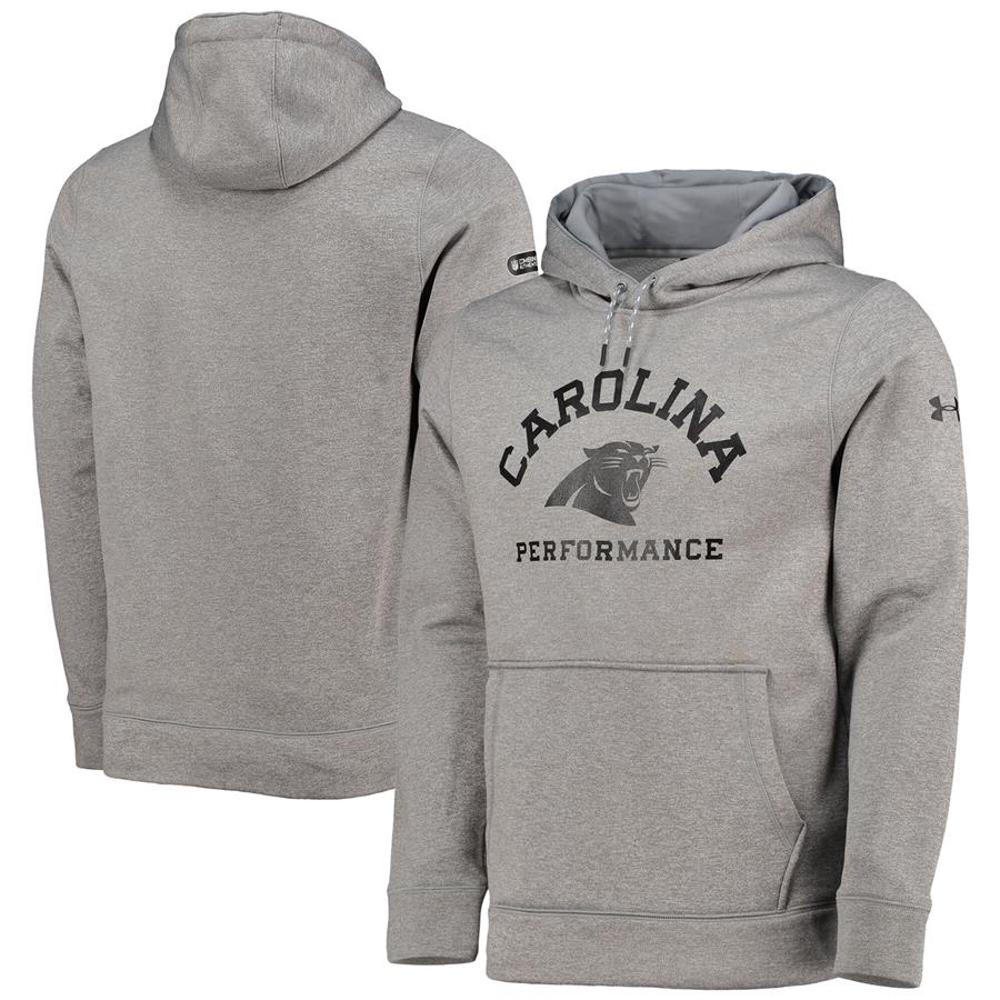 Carolina Panthers Under Armour Performance Pullover Hoodie - Gray