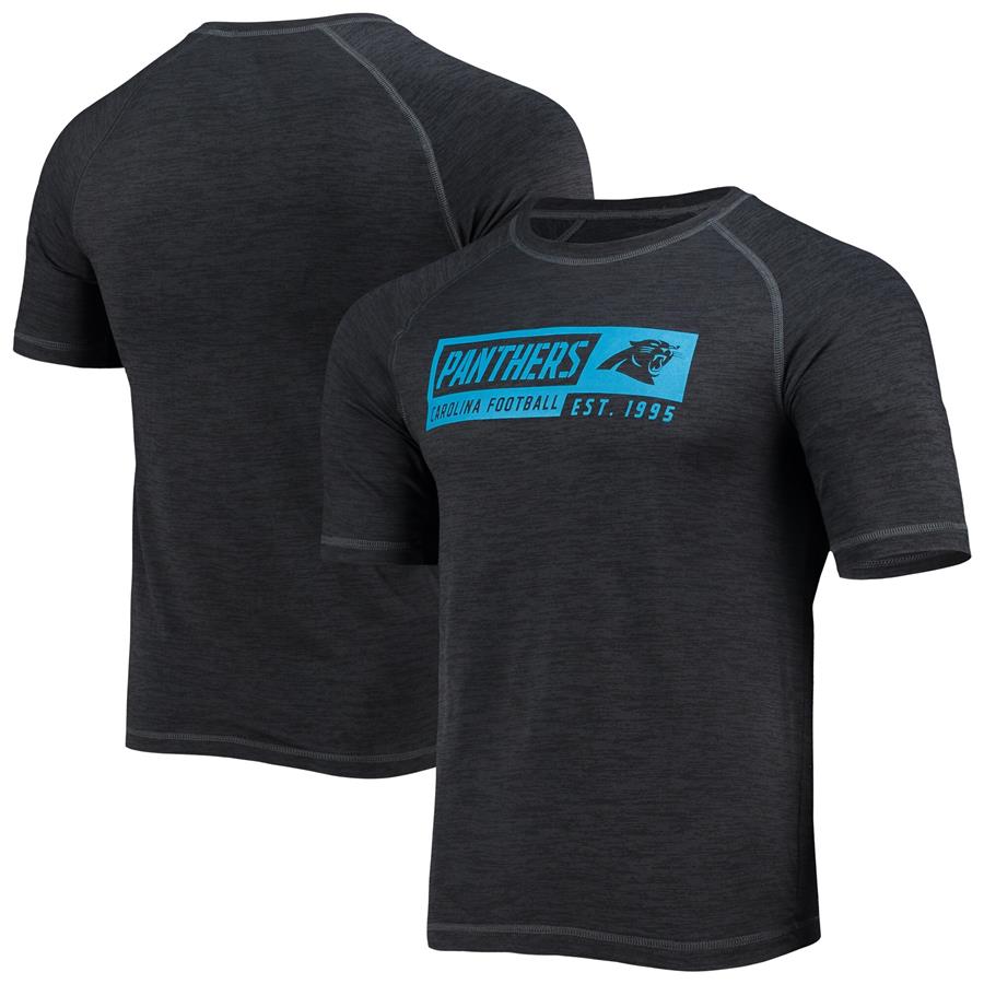 Carolina Panthers Fanatics Branded Striate Engage Raglan T-Shirt - Black