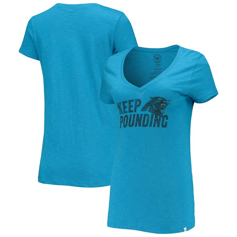 Carolina Panthers '47 Keep Pounding II V-Neck T-Shirt - Blue