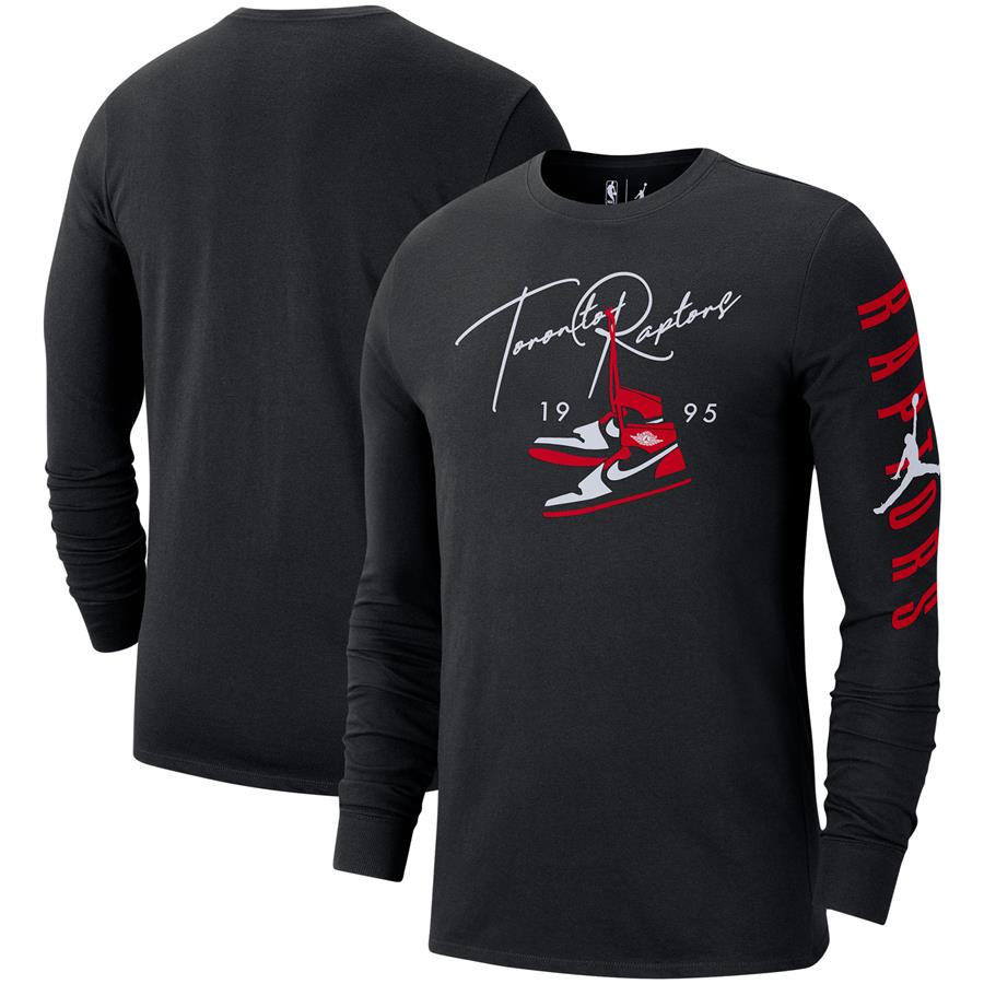 Toronto Raptors Jordan Brand Statement Edition Signature Laces Long Sleeve T-Shirt - Black