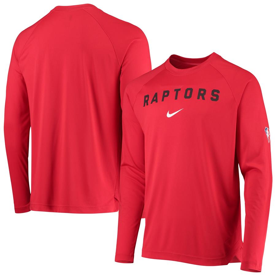 Toronto Raptors Nike 75th Anniversary Pregame Shooting Performance Raglan Long Sleeve T-Shirt - Red