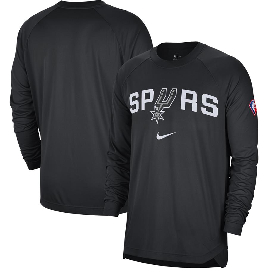 San Antonio Spurs Nike 75th Anniversary Pregame Shooting Performance Raglan Long Sleeve T-Shirt - Black
