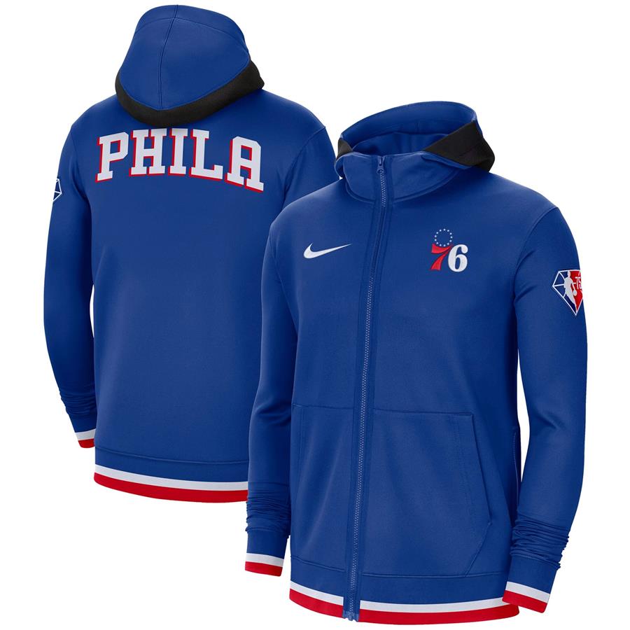 Philadelphia 76ers Nike 75th Anniversary Performance Showtime Full-Zip Hoodie Jacket - Royal