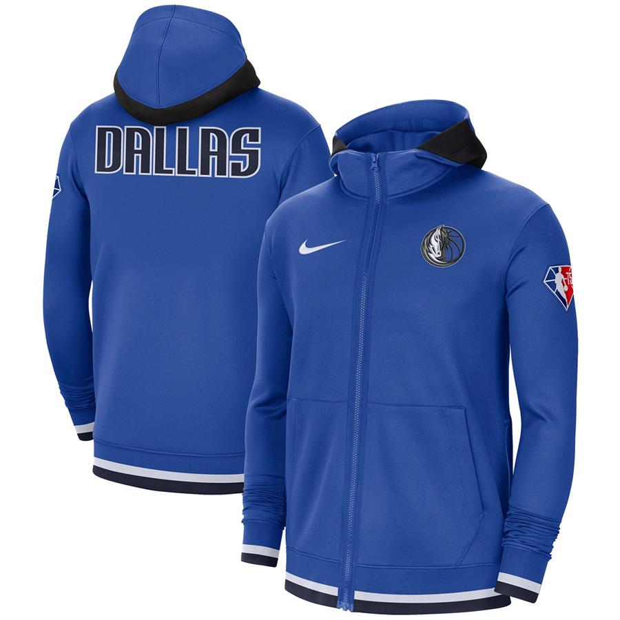 Dallas Mavericks Nike 75th Anniversary Performance Showtime Full-Zip Hoodie Jacket - Blue