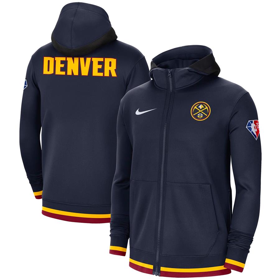 Denver Nuggets Nike 75th Anniversary Performance Showtime Full-Zip Hoodie Jacket - Navy
