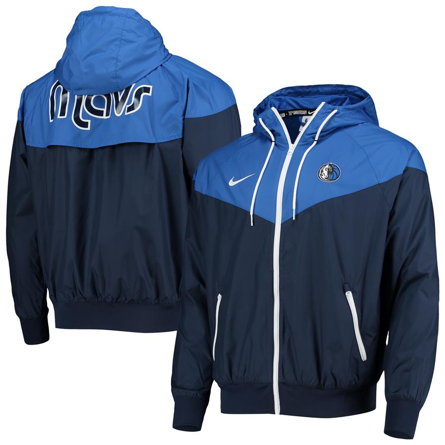Dallas Mavericks Nike 75th Anniversary Courtside Windrunner Raglan Hoodie Full-Zip Jacket - Navy