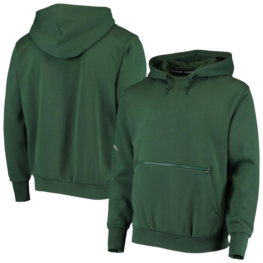 Milwaukee Bucks Jordan Brand Statement Edition Courtside Pullover Hoodie - Hunter Green