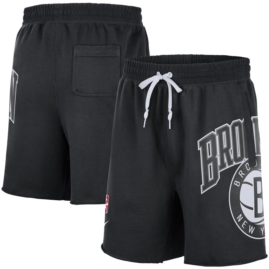 Brooklyn Nets Nike 75th Anniversary Courtside Fleece Shorts - Black