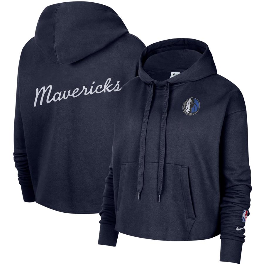 Dallas Mavericks Nike Women's Essential Pullover Cropped Hoodie - Navy