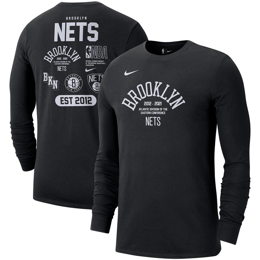 Brooklyn Nets Nike 75th Anniversary Courtside Element Long Sleeve T-Shirt - Black