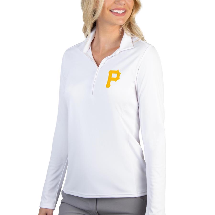 Pittsburgh Pirates Antigua Women's Tribute Long Sleeve Polo - White