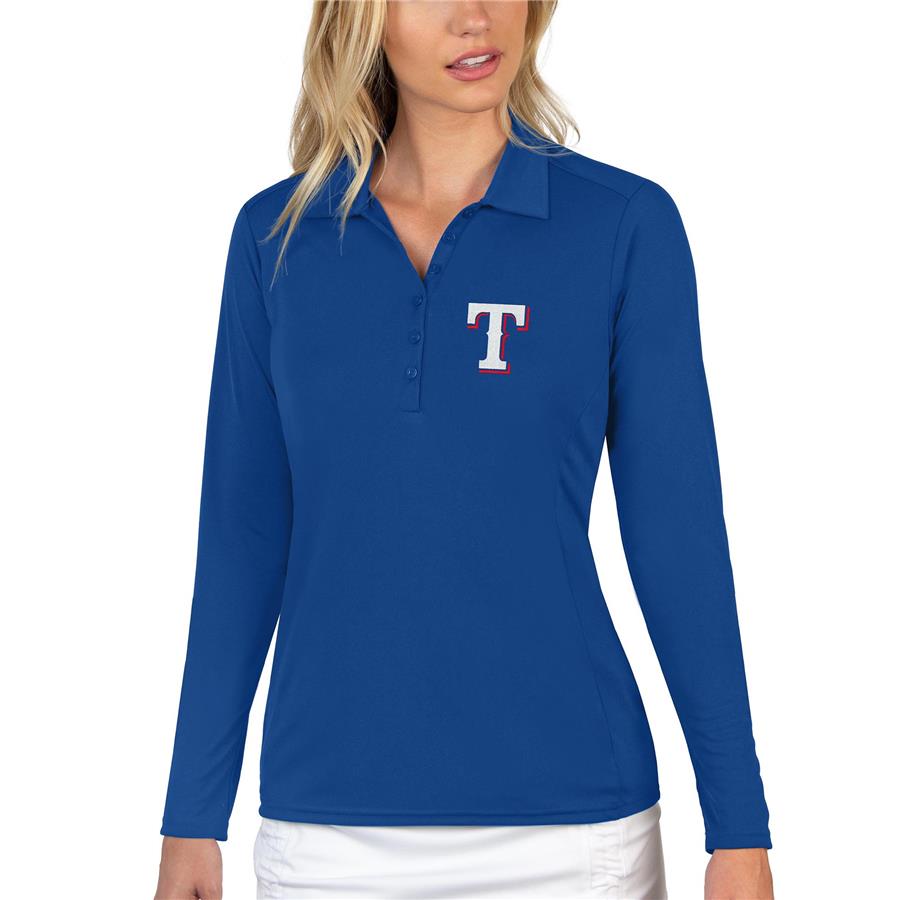 Texas Rangers Antigua Women's Tribute Long Sleeve Polo - Royal