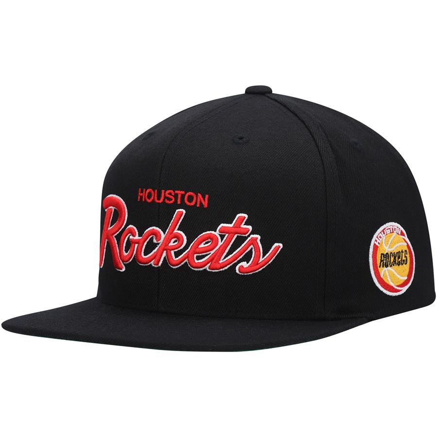 Houston Rockets Mitchell & Ness Hardwood Classics Foundation Script Snapback Hat - Black