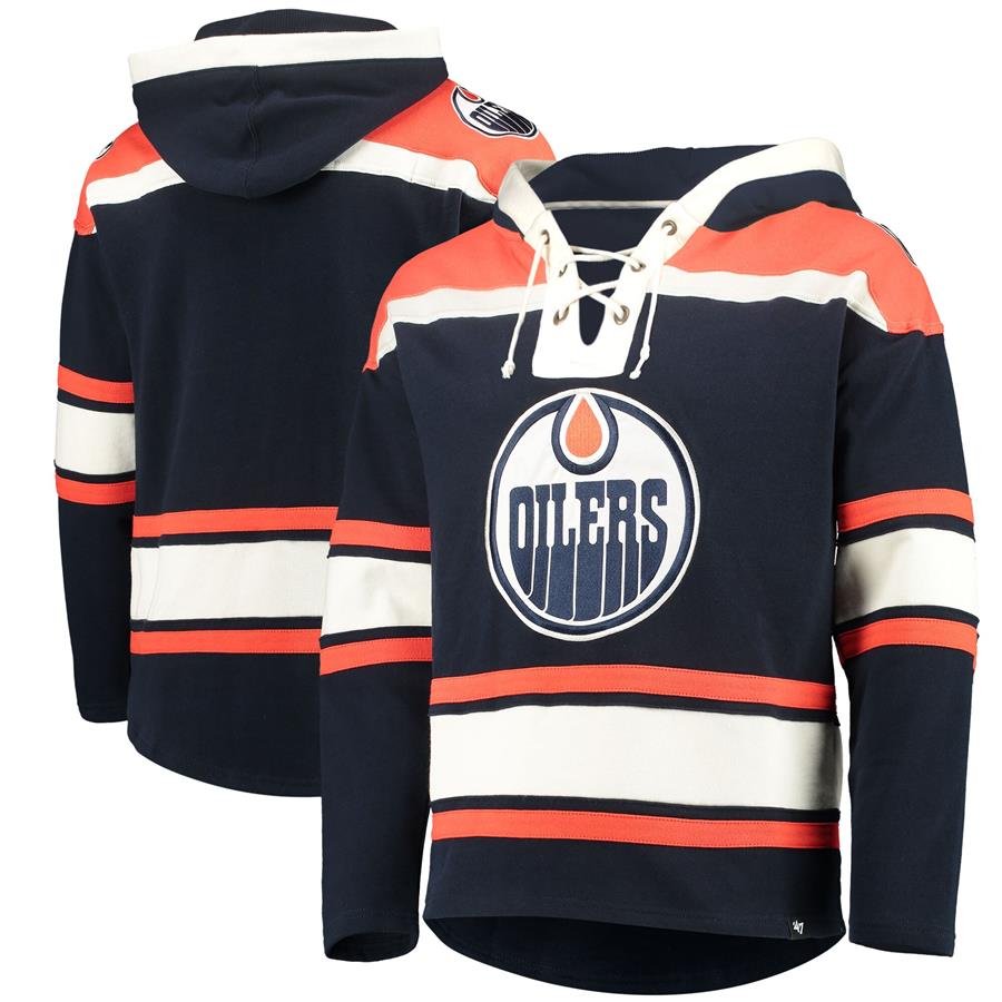 Edmonton Oilers '47 Superior Lacer Team Pullover Hoodie - Navy