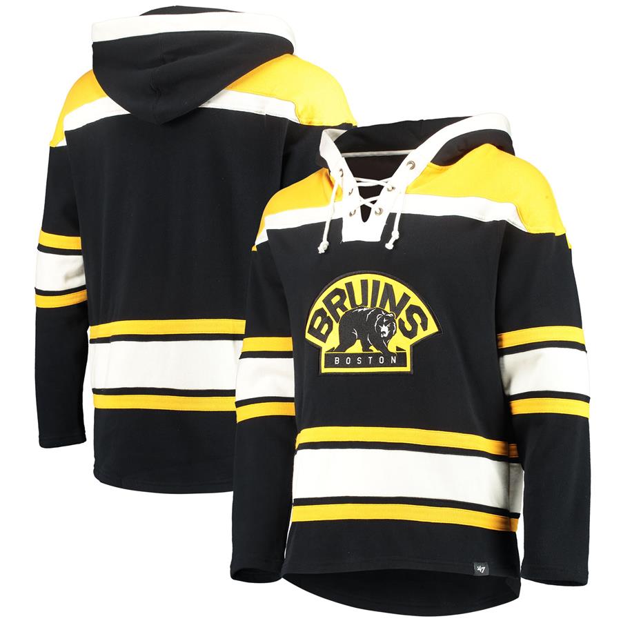 Boston Bruins '47 Superior Lacer Team Pullover Hoodie - Black