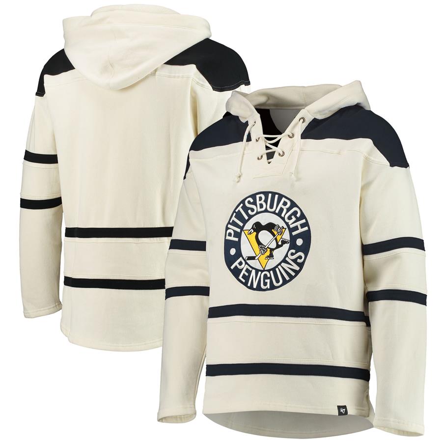 Pittsburgh Penguins '47 Superior Lacer Team Pullover Hoodie - Cream