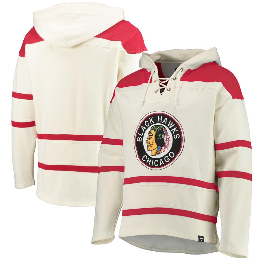 Chicago Blackhawks '47 Superior Lacer Team Pullover Hoodie - Cream