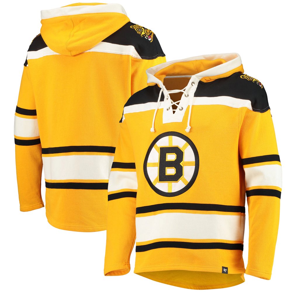 Boston Bruins '47 Superior Lacer Team Pullover Hoodie - Gold