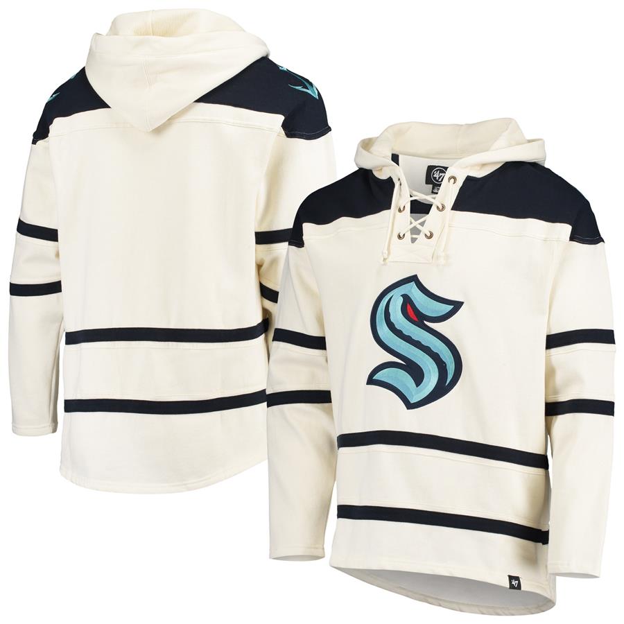 Seattle Kraken '47 Superior Lacer Team Pullover Hoodie - Cream