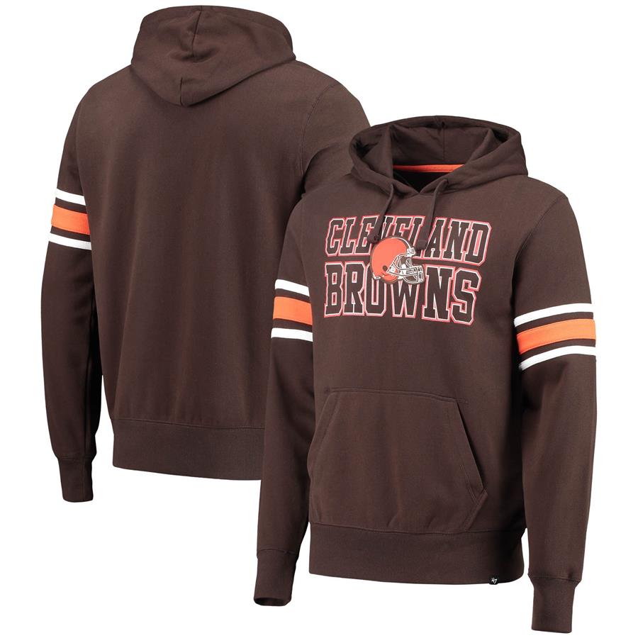 Cleveland Browns '47 Double Block Pullover Hoodie - Brown