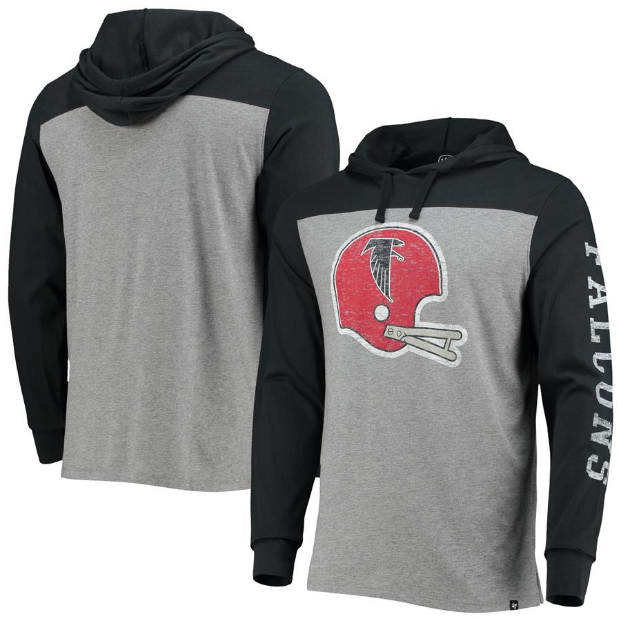 Atlanta Falcons '47 Franklin Wooster Throwback Long Sleeve Hoodie T-Shirt - Heathered Gray