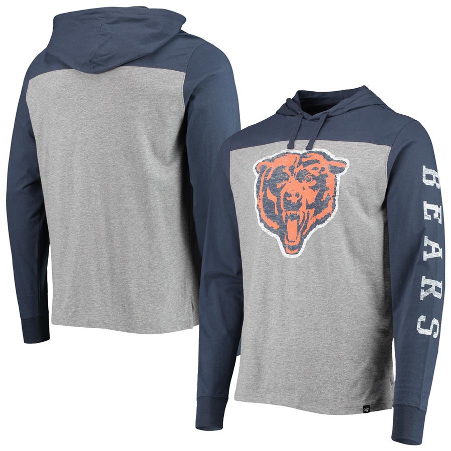 Chicago Bears '47 Franklin Wooster Throwback Long Sleeve Hoodie T-Shirt - Heathered Gray
