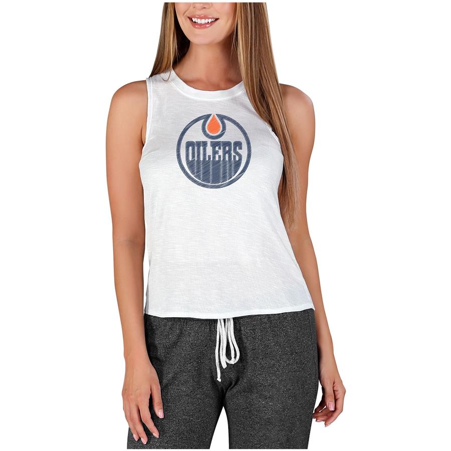 Edmonton Oilers Concepts Sport Women's Gable Knit Tank Top - White