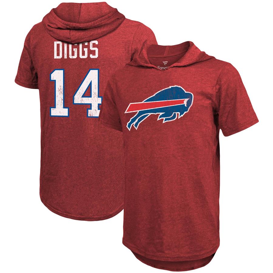 Stefon Diggs Buffalo Bills Fanatics Branded Name & Number Tri-Blend Hoodie T-Shirt - Heathered Red