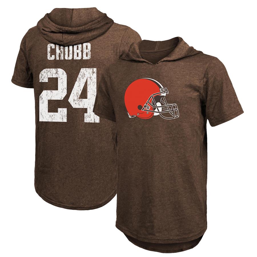 Nick Chubb Cleveland Browns Fanatics Branded Player Name & Number Tri-Blend Hoodie T-Shirt - Brown