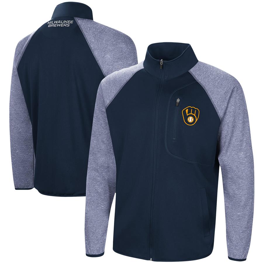 Milwaukee Brewers G-III Sports by Carl Banks Freestyle Transitional Raglan Full-Zip Jacket - Navy