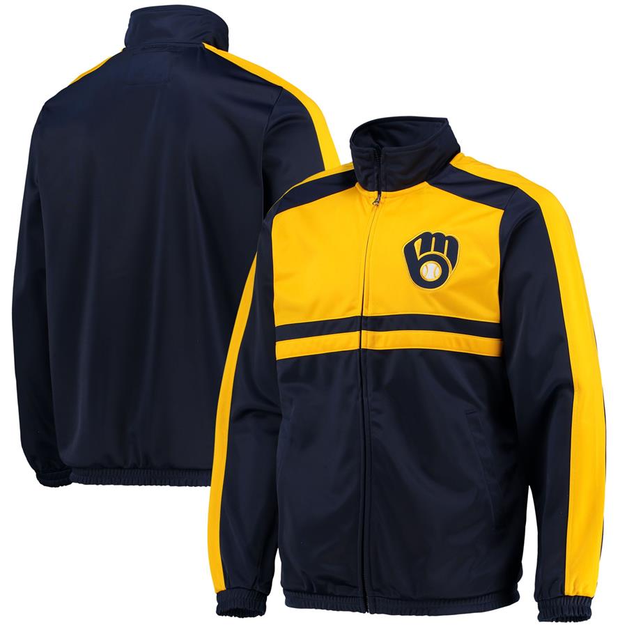 Milwaukee Brewers G-III Sports by Carl Banks Full-Zip Track Jacket - Navy