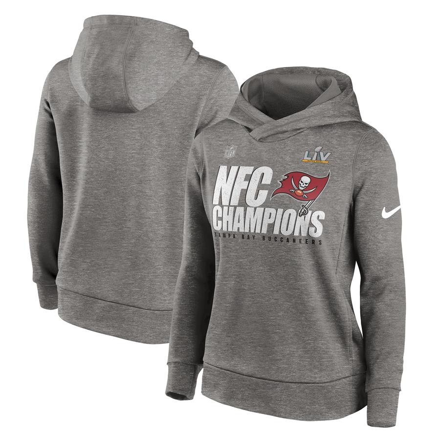 Tampa Bay Buccaneers Nike Women's 2020 NFC Champions Locker Room Trophy Collection Pullover Hoodie - Heather Gray