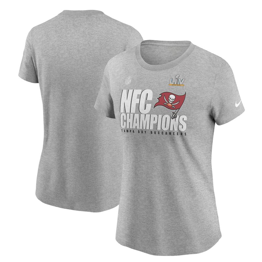 Tampa Bay Buccaneers Nike Women's 2020 NFC Champions Locker Room Trophy Collection T-Shirt - Heather Gray