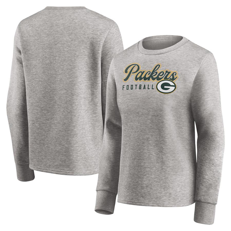 Green Bay Packers Fanatics Branded Women's Fan Favorite Script Pullover Sweatshirt - Heathered Gray