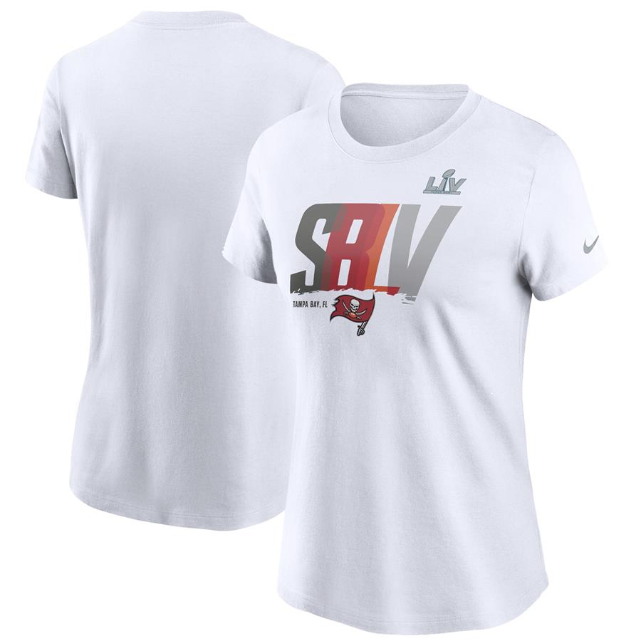 Tampa Bay Buccaneers Nike Women's Super Bowl LV Bound Team Logo Lockup T-Shirt - White