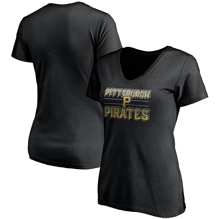 Pittsburgh Pirates Fanatics Branded Women's Compulsion to Win V-Neck T-Shirt - Black