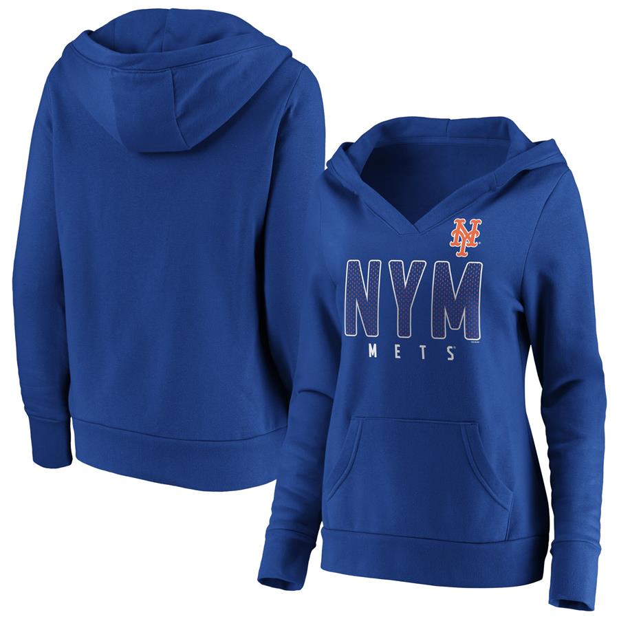 New York Mets Fanatics Branded Women's Scoreboard V-Neck Pullover Hoodie - Royal