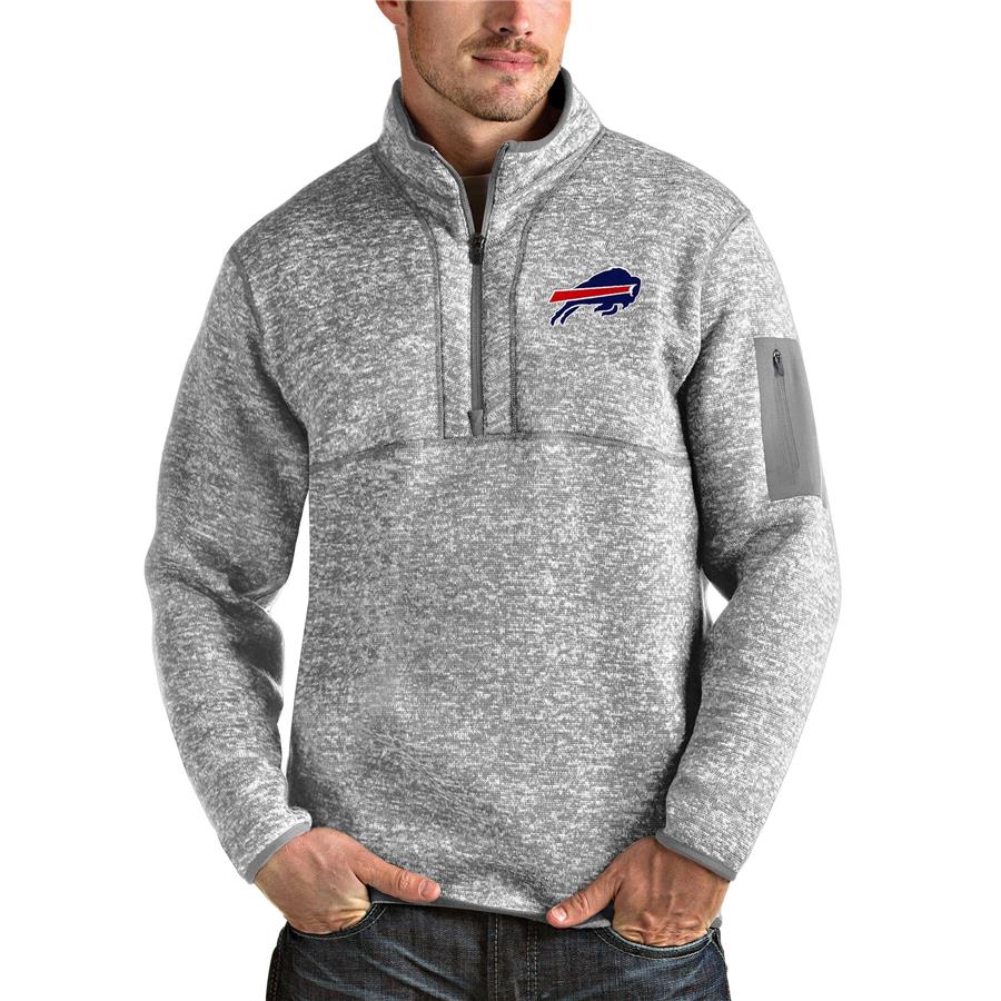 Buffalo Bills Antigua Team Logo Fortune Quarter-Zip Pullover Jacket - Heather Gray