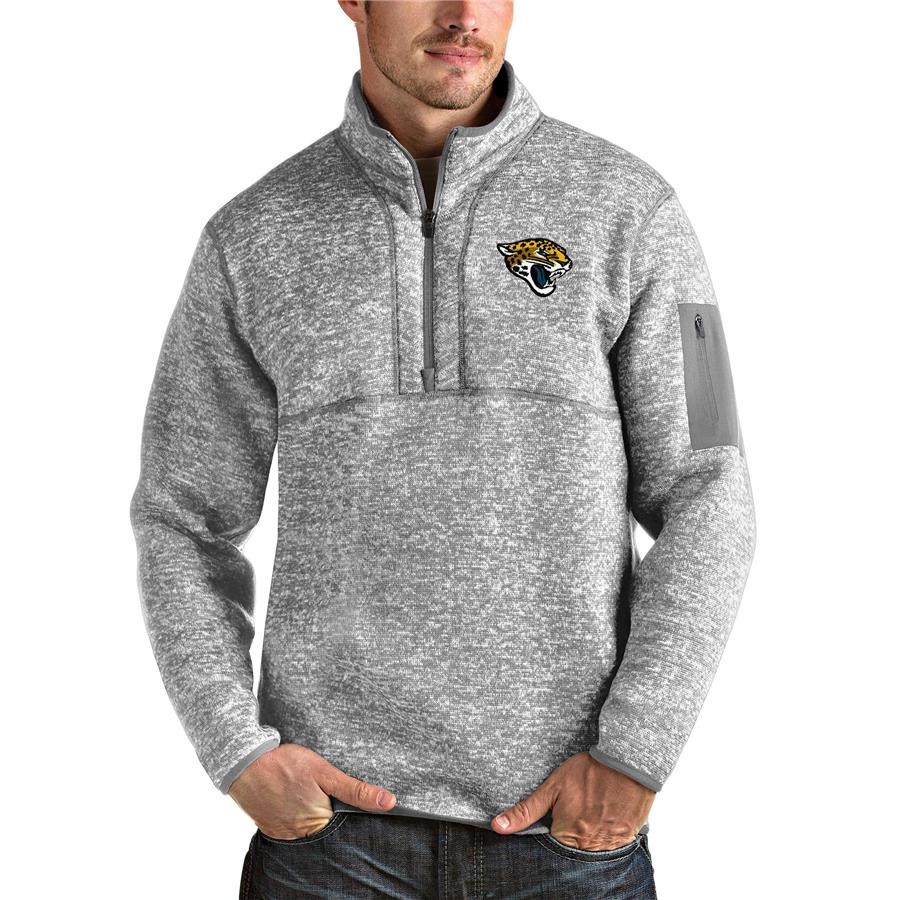 Jacksonville Jaguars Antigua Team Logo Fortune Quarter-Zip Pullover Jacket - Heather Gray