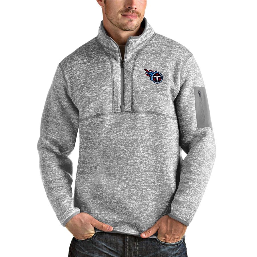 Tennessee Titans Antigua Team Logo Fortune Quarter-Zip Pullover Jacket - Heather Gray