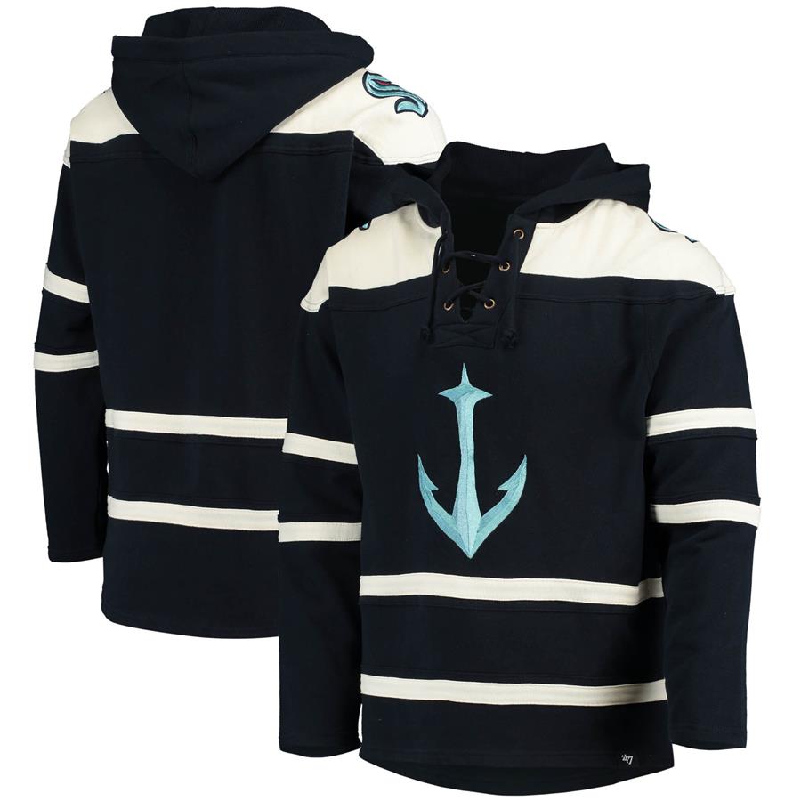 Seattle Kraken '47 Superior Lacer Logo Pullover Hoodie - Deep Sea Blue
