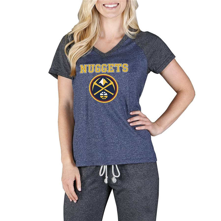 Denver Nuggets Concepts Sport Women's Quest Raglan V-Neck T-Shirt - Navy