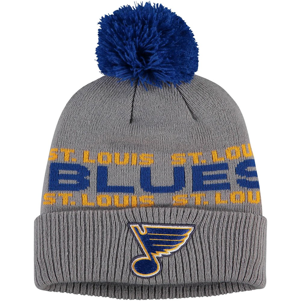 St. Louis Blues adidas Team Cuffed Knit Hat with Pom - Gray