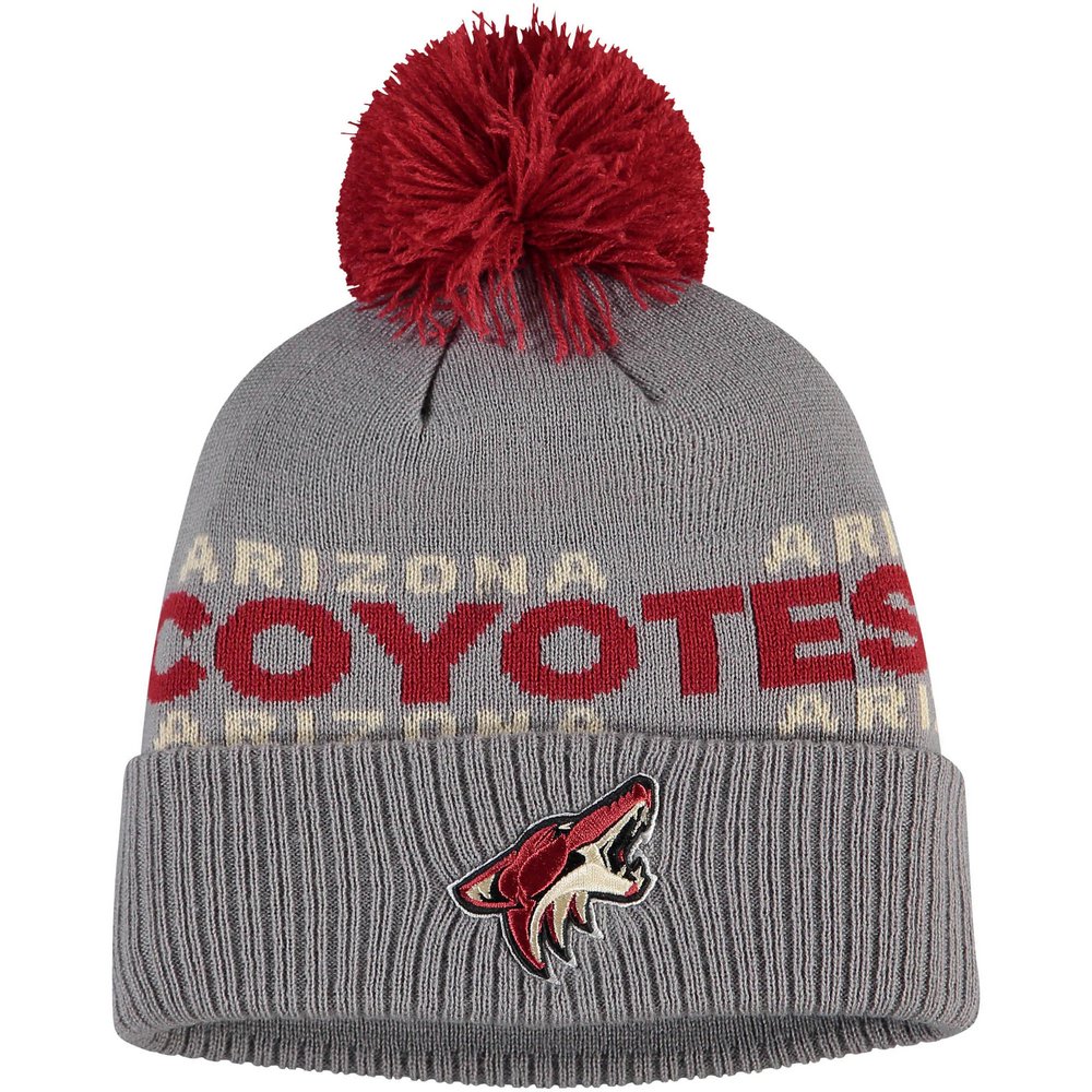 Arizona Coyotes adidas Team Cuffed Knit Hat with Pom - Gray