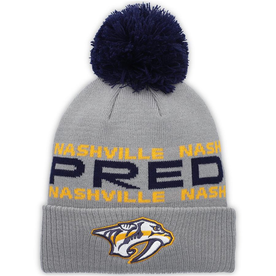 Nashville Predators adidas Team Cuffed Knit Hat with Pom - Gray