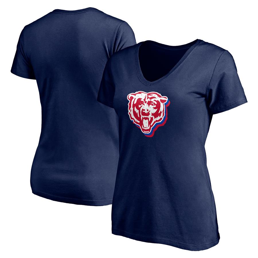 Chicago Bears Fanatics Branded Women's Red, White and Team V-Neck T-Shirt - Navy